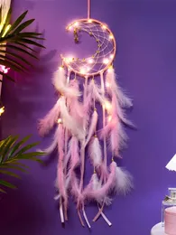 Decorações de Natal Lua Dream Catcher Pena Sinos de Vento Tecidos à Mão Parede Quarto Pendurado Enfeites de Aniversário Festival Presentes Decoração de Casa Artesanato 231122