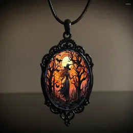 Anhänger Halsketten Vintage Gothic Hexe Frauen Mann Halskette Goth Fledermaus Krähe Mond Metall Dark Wizard Choker Halloween Geschenk Zubehör