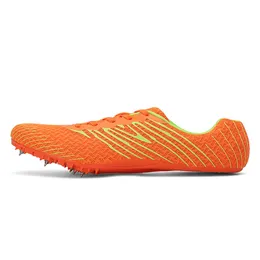 Zapatos para caminar hombres Spike Running Sprint Shoes Track y campo zapatos de atletismo Atletismo ligero y ligero Atletismo para mujeres naranja