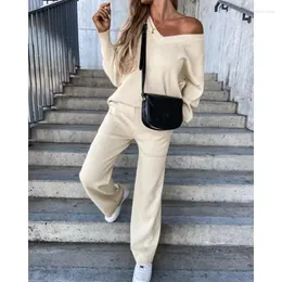 Pantalones de dos piezas para mujer, conjunto de bolsillo superior de manga larga con cuello en V, chándal elegante para mujer, ropa elegante Y2K para otoño e invierno, trajes de calle