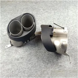 Muffler Promotion Pair Car Rear Carbon Fiber Four Out Exhaust Pipe For Rs6 Rs7 Exhausts Tail Tips Drop Delivery Mobiles Motorcycles Dh5Zr