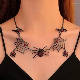 Kolye Kolyeleri Gotik Abartılı Siyah Örümcek Web Kolye Moda Retro Kişilik Benzersiz Tasarım Mücevher Cadılar Bayramı Hediyesi