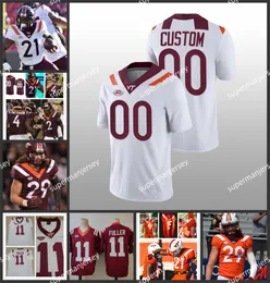 Mens Custom College Virginia Tech Hokies Futbol 29 Nyke Johnson 62 Jonathan Kuhler 93 Bryce Lafollette 55 Lemar Yasası Jr. Keli Lawson 19 Ben Locklear Dikişli Forma