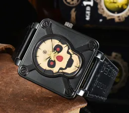 Üst Moda Erkek Saatler Kafatası Kuvars Hareketi BR İzle İskelet Deri Kayış Analog Holluwatch Sınırlı Versiyon Havadaki Saat Montre De Luxe