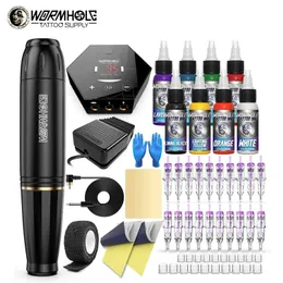 Tattoo Machine Wormhole Pen Catron Kit Nybörjare Rotary Typ Complete Supplies 231121