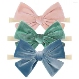 Hårtillbehör 3st/Lot Chic 4 "Korean Velvet Sailor Bow Baby Nylon pannband Boutique Handgjorda DIY Headwear Band for Girl