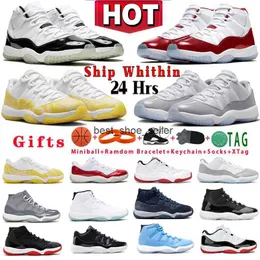 Jumpman 11 Basketball Shoes Cherry 11s Cool Cement Gray Men Women Sneakers DMP Gamma Blue Low Yellow Snakeskin Midnight Navy 72-10