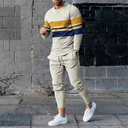MEN MAWN TRACHSUITS 2023 SPRING SET 3D PRINT Long Sleeve T-Shirt Lawging Streetwear Discal