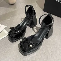 Dress Shoes Brand High Heels Women Bow Sandals Chunky Fashion Summer Shoes 2023 New Designer Platform Marie Jane Lolita Shoes Women Pumps