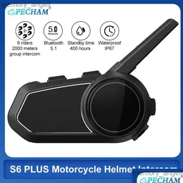 Motorcycle Intercom Walkie Talkie S6 Plus Helmet Bluetooth 헤드셋 핸즈 커뮤니케이터 최대 6 명의 라이더 인터 폰 FM 라디오 드롭 DH6QT