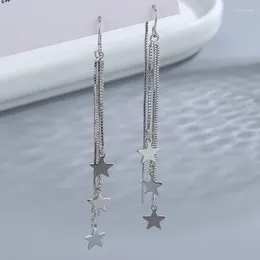 Orecchini pendenti VOQ Colore argento Retro Semplice Pentagramma Stella Gioielli di moda da donna Nappa lunga squisita di alta qualità