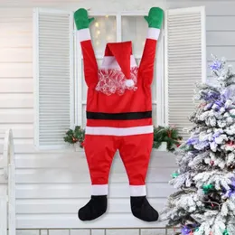 Juldekorationer 110/170 cm Santa Claus Wall Climbing Decing Hanging Doll Window Navidad Christmas Tree Hanger för år utomhus hängande gåvor 231121