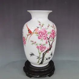 Peach Blossom Porcelain Porcelain Home Decoration Wax Gourd Vase Mandarin Duck under Lotus Flower Vase Mesa Decoration309D