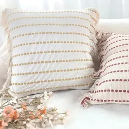 Travesseiro nórdico ins rede vermelho simples capa de lance fresco listra de malha sofá doméstico