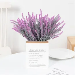 Flores decorativas 5 pontas lavanda plástico simulação artificial buquê à prova de sol engenharia abertura seca decoração de casamento