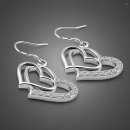 Orecchini pendenti con geometria cava cuore dolce argento sterling 925 amore regali donna gioielli orecchini Brincos Pendientes Oorbellen