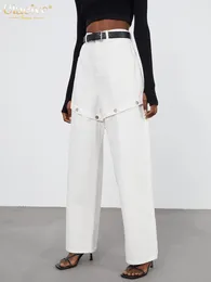 Damenhose Capris Clacive Fashion White Denim Pants Damen Elegant High Waist Straight Jeans Female Streetwear Casual Chic Gespleißte Hose In 230422