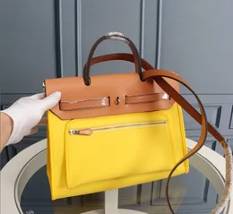 Desigher bolsa feminina Bolsa de couro em bloco de grande capacidade para viagens diárias femininas Bolsa de design simples em cor sólida 35 cm