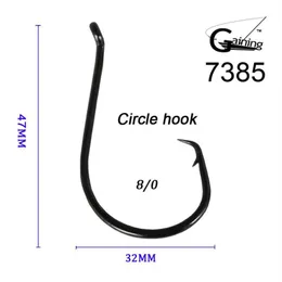 50st 8 0 Högt kol rostfritt stål Kemiskt skärpad bläckfisk Circle Ocean Fishing Hooks 7385 Fish Hook2017