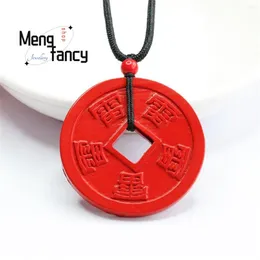 Charms Natural Cinnabar Five Thunder Imperial Order Ping An Brand Pendant Simple Generous Personality Retro Men Women Mascot Souvenir