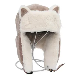 Trapper chapéus inverno à prova de frio chapéu de algodão quente orelhas de gato boné russo mulheres earmuffs engrossar pelúcia earflapped 231122