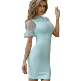 Sıradan elbiseler kadın bandaj elbise dantel kılıf ince katı zarif femme parti bodycon club wear vestidos