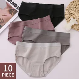 Women's Panties 10 Pieces Set Women's Panties Cotton Woman Underwear Soild Female Lingerie 10 Pcs Underpants Tangas Drop 230421