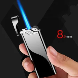 Lighters Ultra-thin Windproof No Gas Lighter Butane Flint Wheel Torch Turbo Cigar Smoking Accessories Metal Cigarette