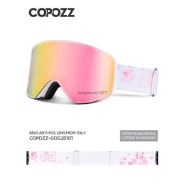 COPOZZ Ski Glasses Magnetic Absorption Double Layer Anti fog Male and Female Cylindrical Card Myopia Mountaineering Goggle Equipment