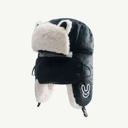 Trapper Hüte Nette Katze Ohr Maske Hut Männer Frauen Russland Ushanka Faux Kaninchen Fell Earflap Schnee Kappen Sturmhaube 231122