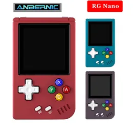 Przenośni gracze gier Anbernic RG Nano Pocket Mini Handheld Game Player Metal Shell 1.54 "IPS Screen Console Game Linux 1050mah Bateria Hi-Fi głośnik 231122