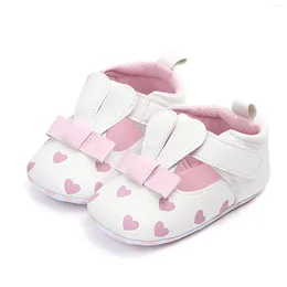 Primi Camminatori Infantili Orecchie 3D Ragazze Carine PU Amore Stampa Scarpe Basse Bambino Caviglia Antiscivolo Bambino Coperta Taglia 5 Bambini Ragazzi