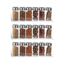 Kök förvaring akrylväggmonterad kryddor arrangör klar hylla hållare skafferi skåp dörr 4 pack
