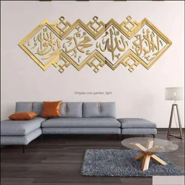 Vägg klistermärken hem trädgård dekorativ islamisk spegel 3d akryl klistermärke muslim väggmålning vardagsrum konst dekoration dekorera 1112 drop del246x