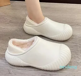 Chinelos de inverno feminino plataforma fechada moda eva impermeável quente mais veludo sapatos de algodão casa casual slides feminino