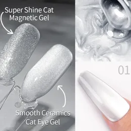 Prego polonês bozlin prata suave luar cerâmica gato olho gel mágico holográfico glitter embeber fora uv semi permanente verniz arte 231121