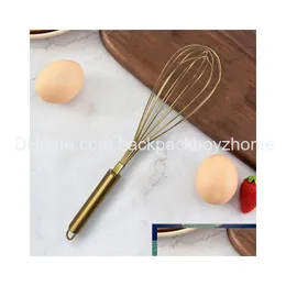 Egg Tools 1Pcs Gold Stainless Steel Beater Hand Whisk Mixer Baking Cake Tool Set Home Kitchen Accessories For Factory Price Expert D Otod7