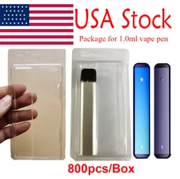 USA Stock Vape Pen Verpackung Blisterpackung Hüllen 1 ml Klarer PVC-Aufhänger Verdampfer Zerstäuber Paket Kunststoff ClamShell Hülle E-Zigaretten 800 Stück eine Box