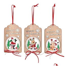 Pendentif de noël en bois avec nœud creux, décor de salle, scène d'arbre, fournitures de décoration, vente en gros, livraison directe Dhrb9