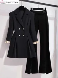 Dwuczęściowe spodnie Koreańskie garnitur damski Koreański garnitur wiosny i jesienny garnitur Top Micro Flashed Pants Elegancki zestaw kobiet 231121