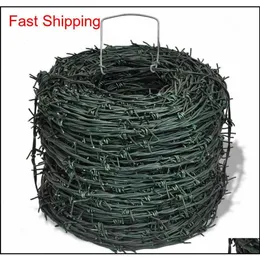 Vidaxl Parbed Wire 328 'Green Iron Barbwire Garden Patio Fencing Wires Fence U4SX3217W