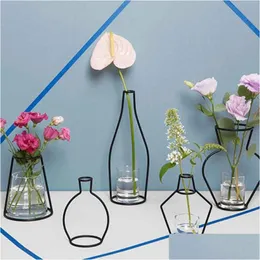 Vases Creative Iron Vase Planter Rack Flower Pots Shelf Bardian Decoration Soilless Organizer Home Accessories Drop Delivery Garden Dht9Z