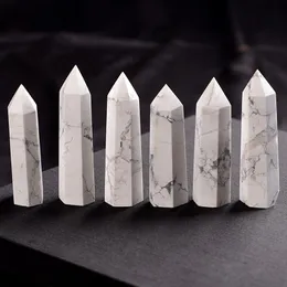 Natürlicher weiß-türkiser Kristallquarz-Turm, Quarzspitze, weißer Kristallstein, Obelisk, Zauberstab, Heilkristall, 65–8 cm Gxkfp