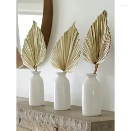 Flores decorativas 1 peça folhas de palmeira secas naturais ventilador formato redondo para casamento casa festa cozinha vaso arranjos de mesa aniversário