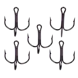 Fishing Hooks 50 PCS 2 # 4 6 8 10 Black Hook High Carbon Steel Triple Inverted Tackle Round Bend For Bass255J