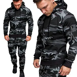 Spårar Tracksuit Mens Military Hoodie 2 Pieces Set Costom Your Camouflage Muscle Man Autumn Winter Tactical Sweat Jacket Pants 231123