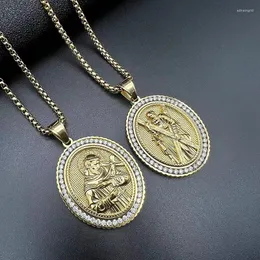 Pendant Necklaces Hip-hop Religious Ornaments In Europe And America Stainless Steel Casting Vacuum Gold-plated Zircon Jesus
