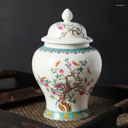 Lagerung Flaschen Europäische Keramik Glas Mit Deckel Tee Blatt Versiegelt Pfirsich Dekor Vase Küche Candy Nuss Kaffeebohne Flasche