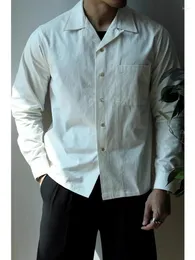Mäns casual skjortor 2023 American Vintage Cuban Collar Långärmad skjorta män aloha bomull hawaiian toppar amekaji pajama nack aumtumn man