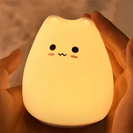 LED Light Sticks Cute Silicone Night For Baby Children Barn Bedroom Touch Sensor Remote Cat Lamp Decoration Room Decor Holiday Gift Toy 231123